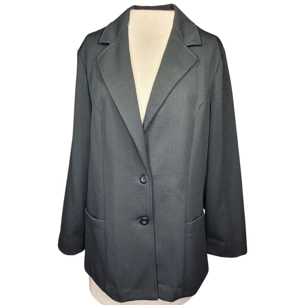 Vintage 70s Black Polyester Blazer Size Medium